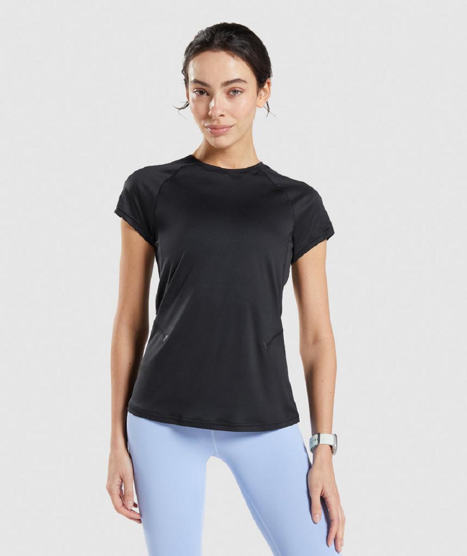 T Shirts Gymshark Speed Mujer Negras | CO 2277OKI